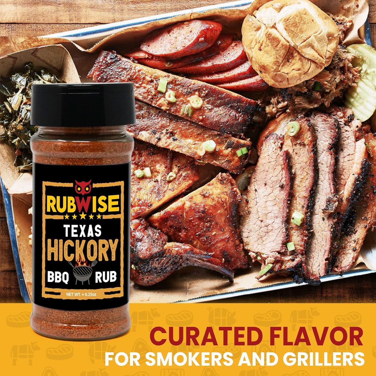 Texas Style Hickory BBQ Rub by Rubwise | Meat Seasoning Spice & Dry Rub for Smoking and Grilling | Great on Brisket. Chicken. Ribs. Pork & Turkey | Designed for Pellet Grill Barbecuing (No MSG) (1Lb) - Image 4