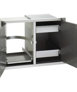 Fire Magic: Flush Mount Double Doors with Propane Tank Tray & Dual Drawers. with Louvers