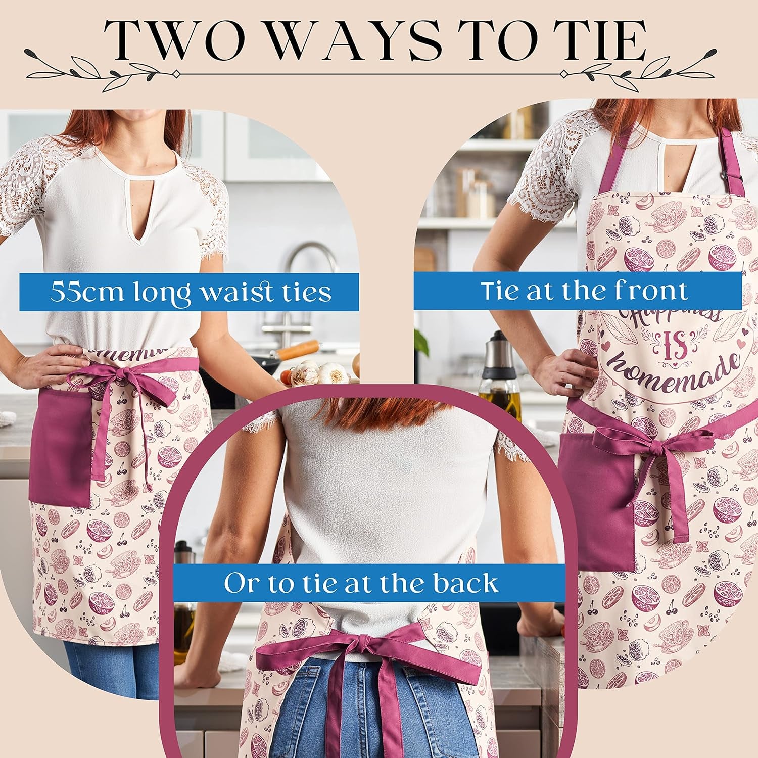 Waterproof Apron for Women with Large Pocket for Cooking & Baking - Oil and Stain Repellent - Image 5