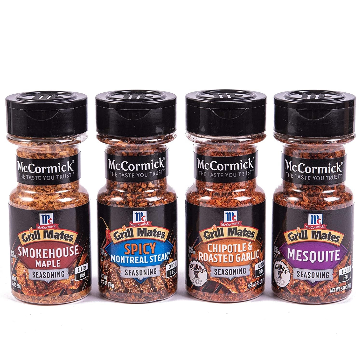 Mccormick Grill Mates Unique Blends Grilling Variety Pack (Chipotle & Roasted Garlic. Mesquite. Spicy Montreal Steak. Smokehouse Maple). 4 Count
