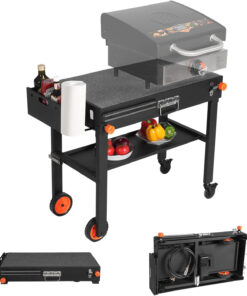 Outdoor Grill Table - Grill Cart Solid and Sturdy. Blackstone Griddle Stand for 17/22 Griddle. Ninja Grill Stand Large Space. Pizza Oven Stand with Paper Towel Holder. for Tailgating. Camping. RV