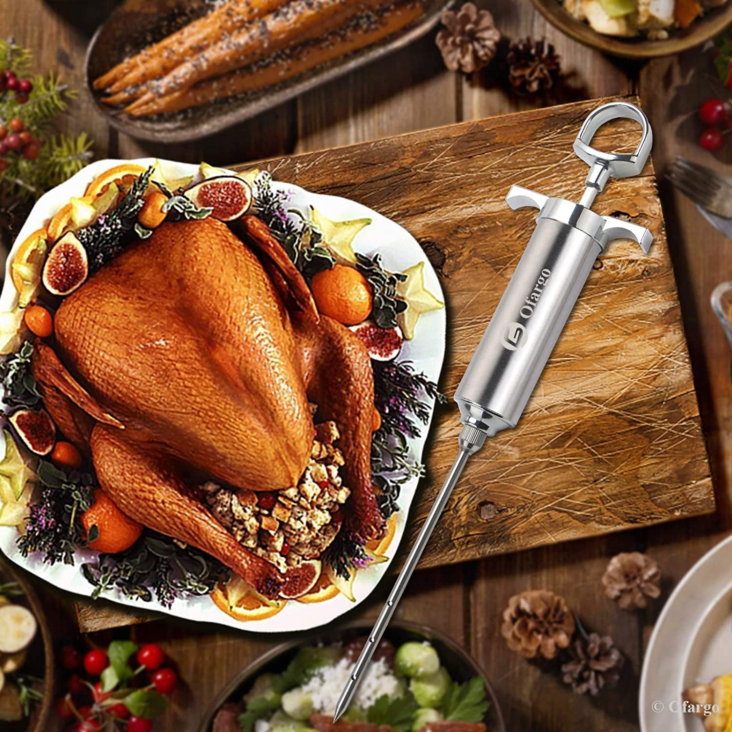 Ofargo 304-Stainless Steel Meat Injector Syringe Kit with 4 Marinade Needles for BBQ Grill Smoker. 2-Oz Large Capacity. Both Paper User Manual and E-Book Recipe - Image 7