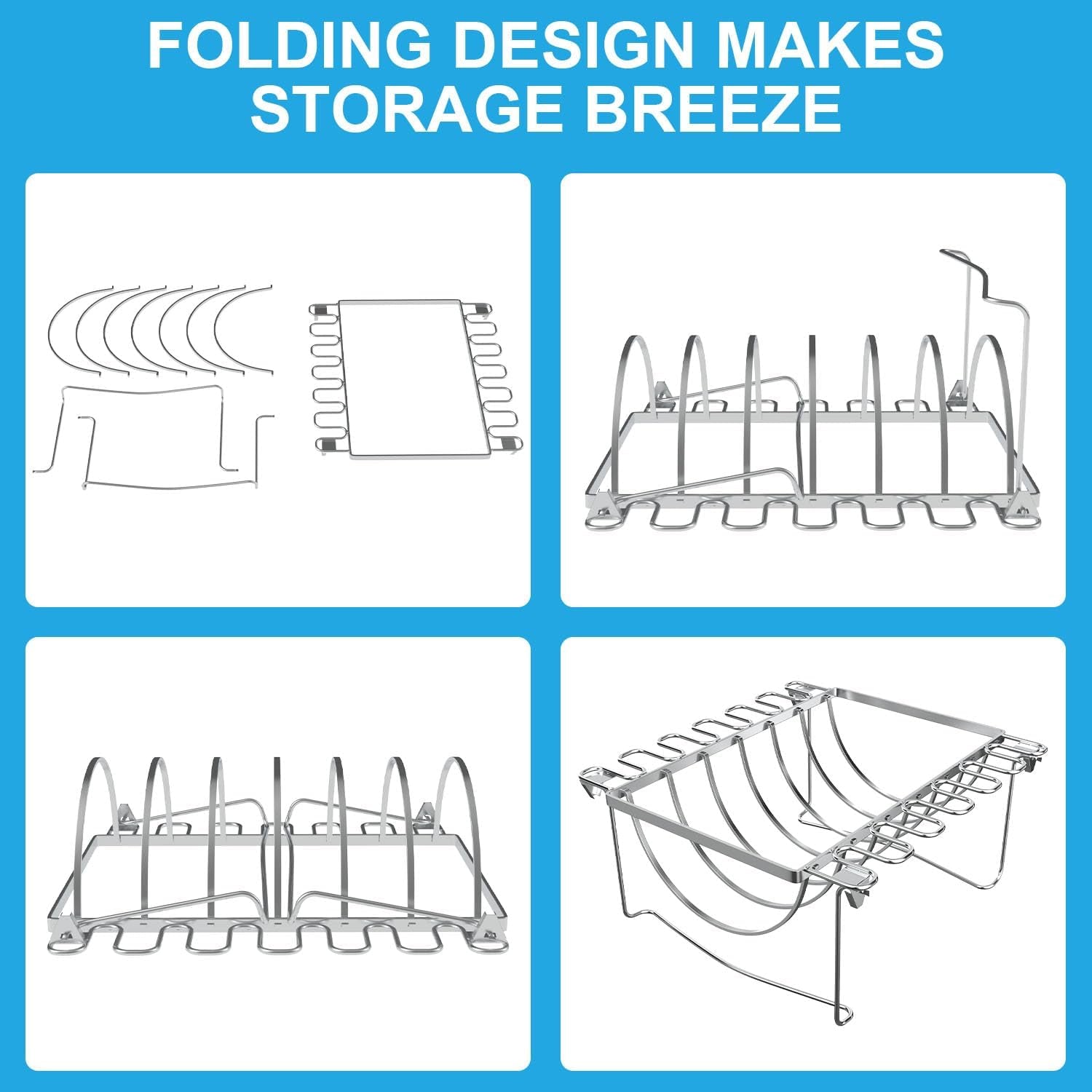 TAILGRILLER 3 in 1 Rib Racks & Chicken Leg Rack for Grill & Smoke. Foldable Roasting Rack. Roast up to 6 Large Ribs. 12 Chicken Leg. 1 Whole Chicken - Image 5