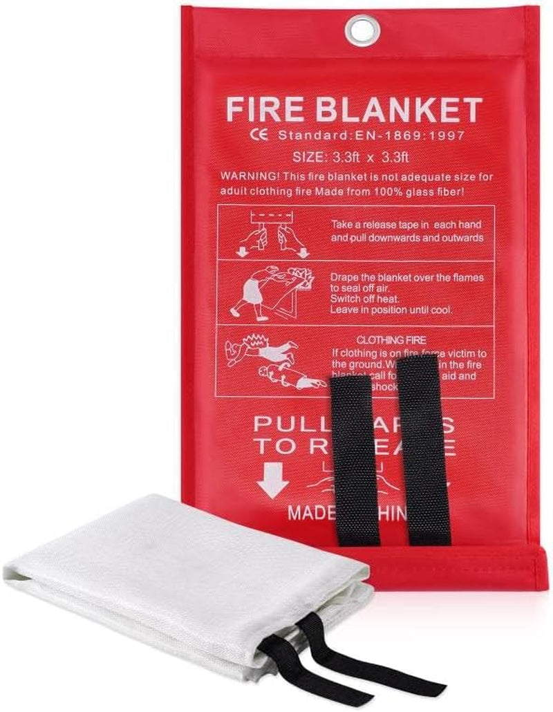 Emergency Fire Blankets for Home Kitchen - Mondoshop Fiberglass Fireproof Blankets for Camping. Picnic. Fireplace. School. Grill. Car. Office. Warehouse