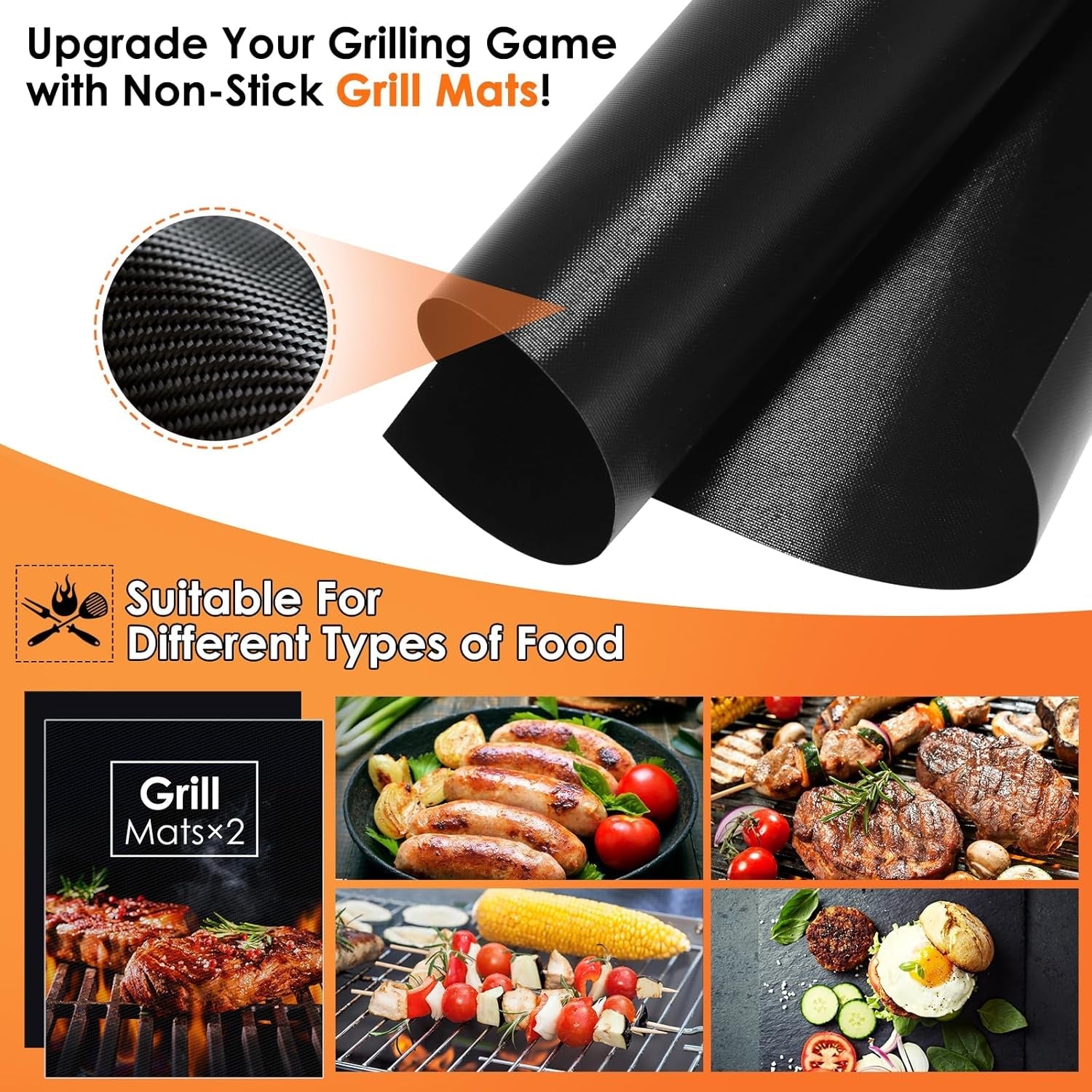 Yoehka BBQ Grilling Accessories Set. 34Pcs Heavy Duty Grill Tools for Outdoor Camping. Grilling Gifts for Men Dad. Stainless Steel Barbecue Utensils Kit with Mats and Glove in Carrying Bag. Brown - Image 5