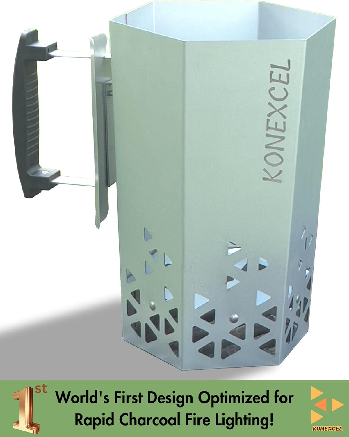 Heavy Duty Charcoal Chimney Starter. XXL Size. BBQ Chimney Starter for Charcoal Grill and Barbecues. Sturdy and Easy to Use BBQ Grill Tool for Rapid Fire Starter. Fire Starter Set (Steel) - Image 6