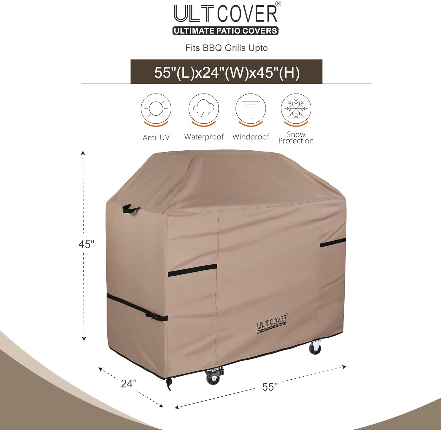 ULTCOVER Gas Grill Cover 55 Inch for 3-5 Burner Propane Barbecue Grills Waterproof BBQ Cover Fits Most Grills Weber Nexgrill Char-Broil Brinkmann - Image 2