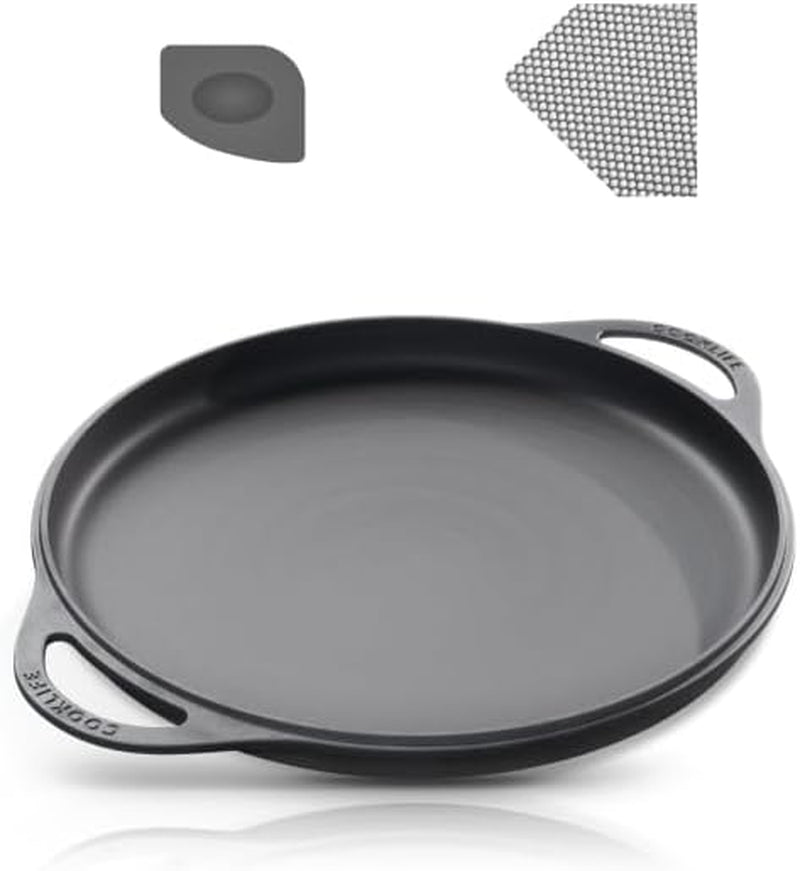 12 Inch Lightweight Pre-Seasoned Cast Iron Griddle with Cleaning Kit - Smooth Polished Surface. Easy to Clean Cast Iron Skillets Use in the Oven. on the Stove or Grill. over a Campfire - Image 9