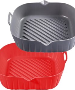 Silicone Liners for Air Fryer (Square. 2 Pcs) – Non‑Stick Food‑Grade Reusable Baking Trays. 8 Top / 7 Bottom