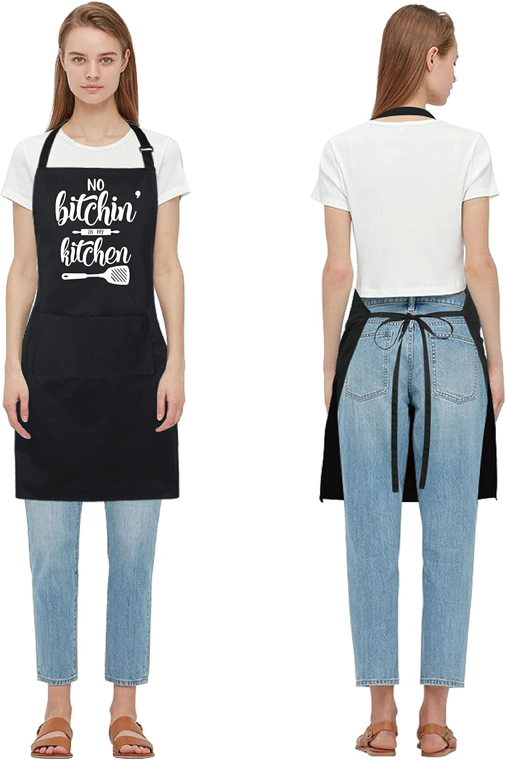 100% Cotton Funny Apron for Women Men with 2 Pockets Kitchen Cooking Adjustable Chef Apron Gifts for Wife Husband Mother'S Day - Image 4