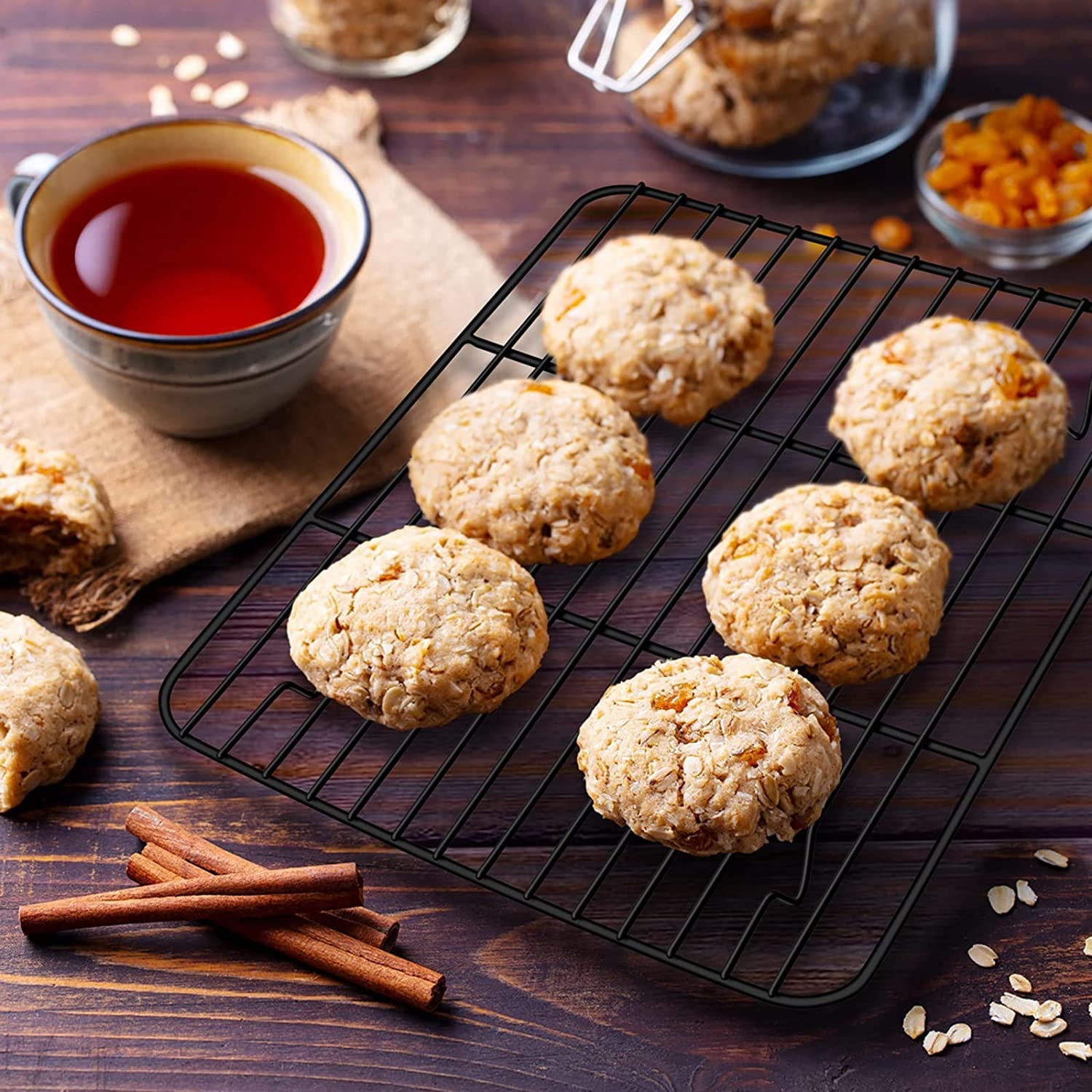 Small Baking Wire Rack Set of 2. E-Far Non-Stick Rack for Toaster Oven Cooking Roasting Broiling Grilling Meat Bacon. 8.7 X 6.2 Metal Bakeable Cooling Rack for Cookie Cake - Easy to Clean - Image 7