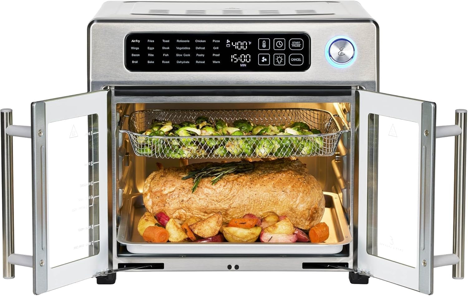 Emeril Lagasse Extra Large French Door Air Fryer Toaster Oven Combo. 24 Cooking Functions and Digital Controls. 7 Accessories Included. Stainless Steel Finish. 26QT Capacity - Image 8