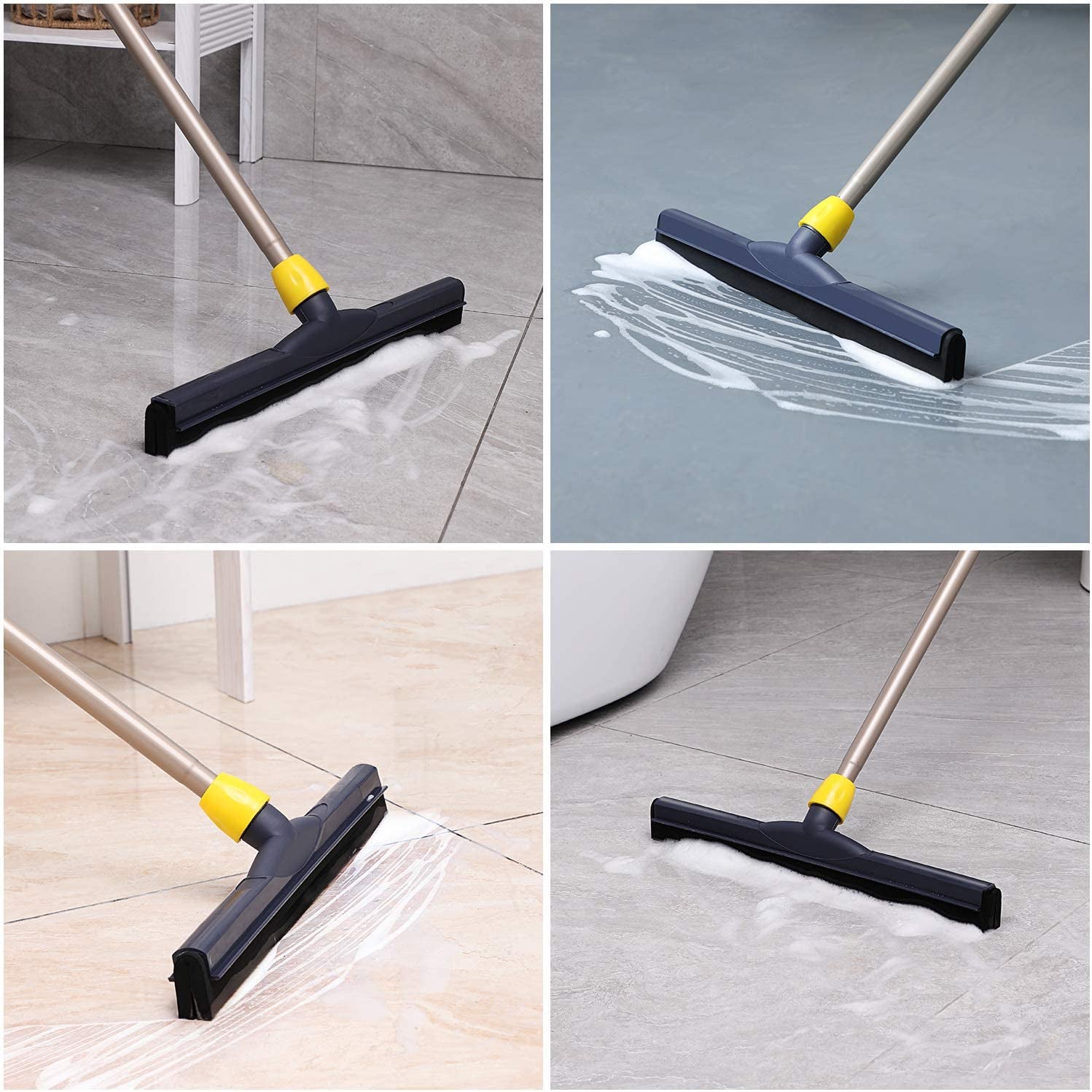 Yocada Floor Squeegee Scrubber Adjustable Telescopic Pole Heavy Duty Household Broom EVA Foam Blade for Garage Courtyard Shower Bathroom Floor Marble Glass Tile Water Foam Cleaning - Image 7