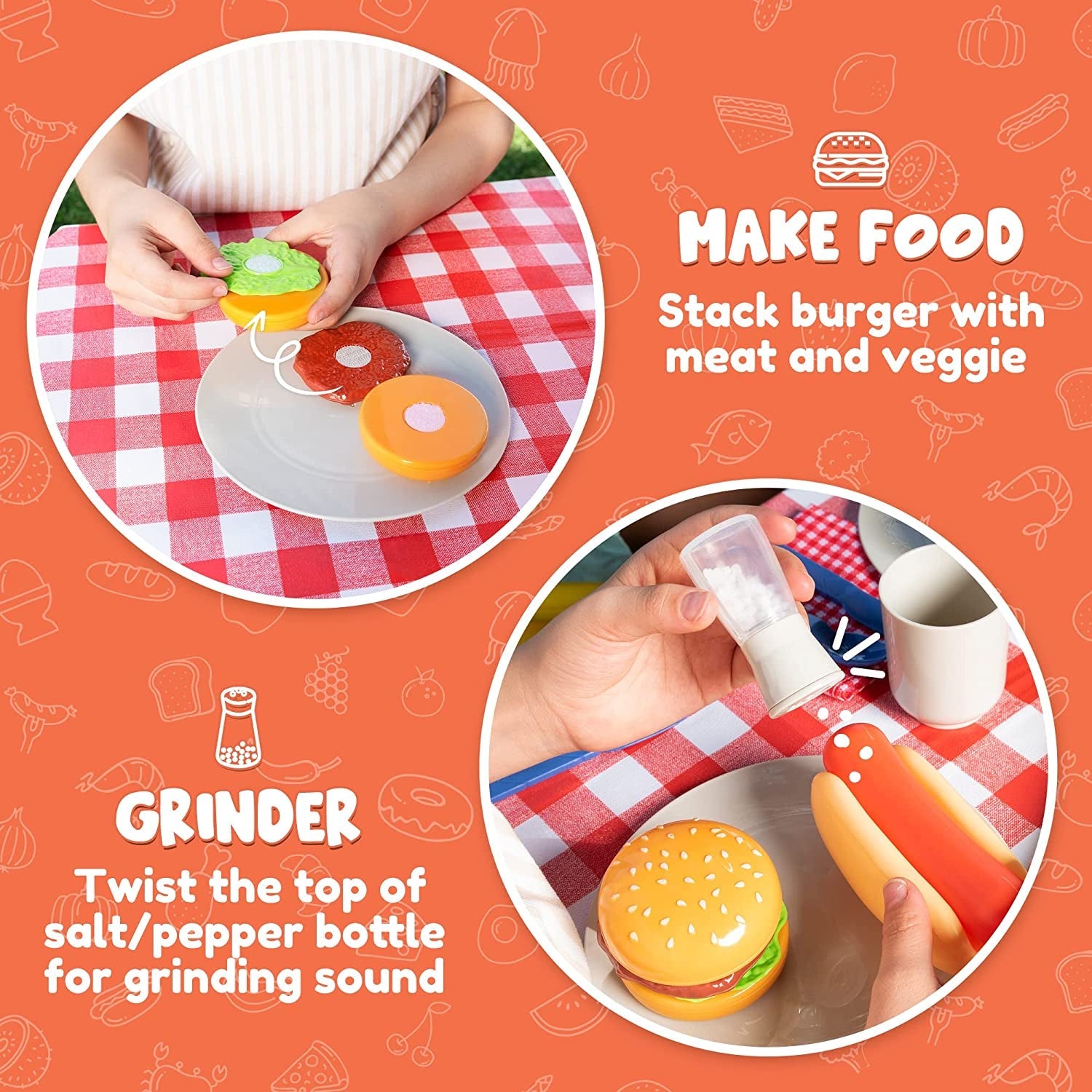 JOYIN 34 PCS Cooking Toy Set. Kitchen Toy Set. Toy BBQ Grill Set. Little Chef Play. Kids Grill Playset Interactive BBQ Toy Set for Kids - Image 4