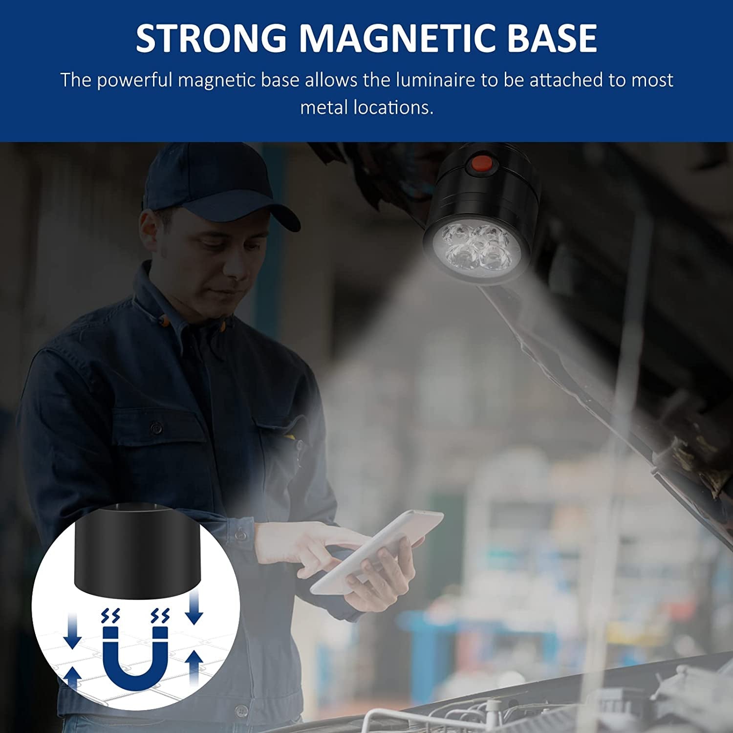 Magnetic Work Light. LED Machine Light with Flexible Gooseneck and Magnetic Base. Shop Tool Lamp for Lathe. Work Bench. Sewing Machine. Grill. Industrial Lighting Black - Image 6