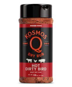 Kosmos Q Dirty Bird HOT BBQ Rub | Savory & Spicy Blend | Great on Chicken. Pork. Steaks & Brisket | Best Barbecue Rub | Meat Seasoning & Spice Dry Rub | 11 Oz Shaker Bottle