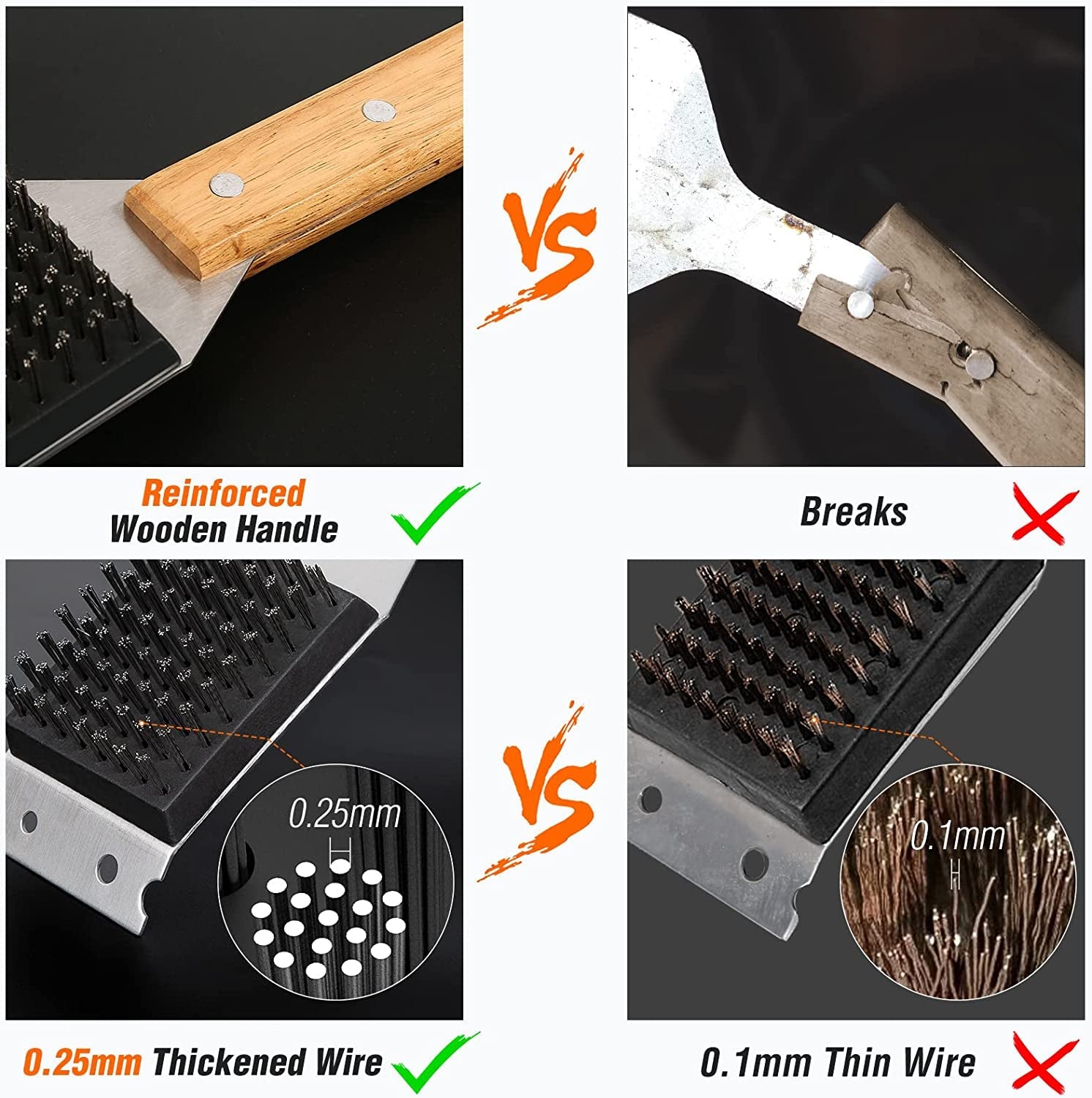 SIMPLETASTE Grill Brush and Scraper. Durable & Effective. Include Extra Stainless Steel Bristles Head for Replacement. Wire Grill Brush for Outdoor Grill. Grill Accessories Gift for Men/Dad - Image 3