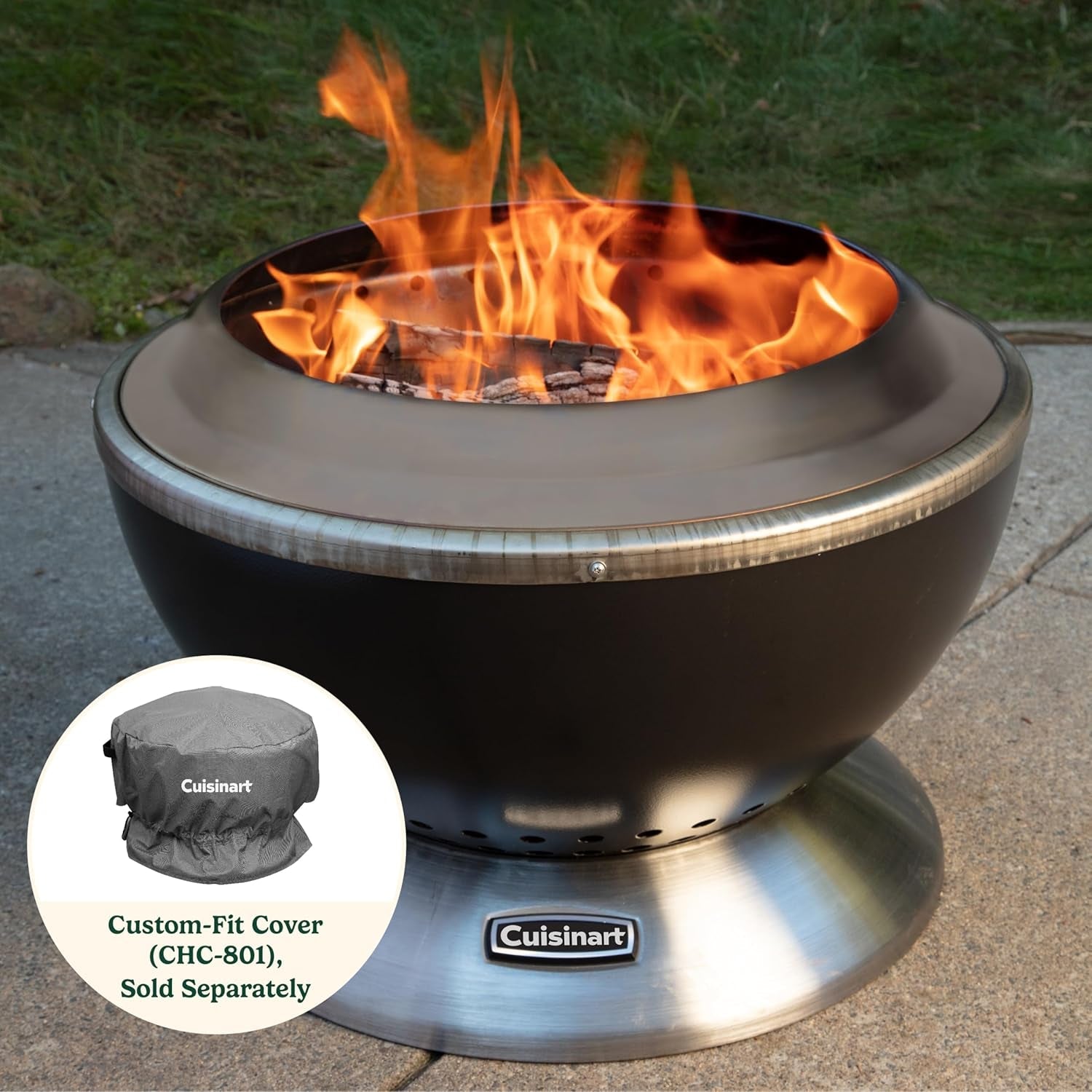 Cuisinart 24 Cleanburn Smokeless Fire Pit with Removable Base for Ash. Portable Outdoor Wood Burning Fireplace. Smoke Free Stainless Steel Outdoor Heater. Enhanced Airflow and Easy Cleanup - Image 7