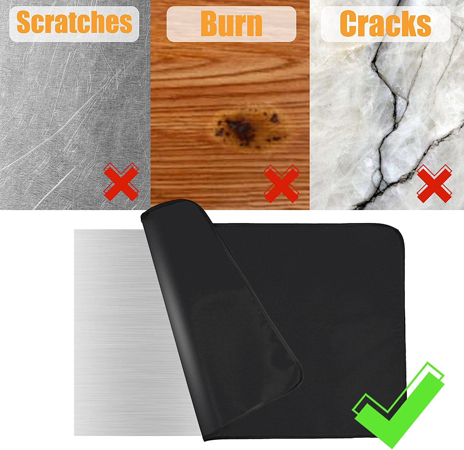 Amerbro 24X31In Heat Resistant Grill Mats for Outdoor Grill to Protect Your Prep Table and Outdoor Grill Table - Fire Proof & Water Proof & Oil Proof BBQ Mat - Black (0.6Mm) - Image 3