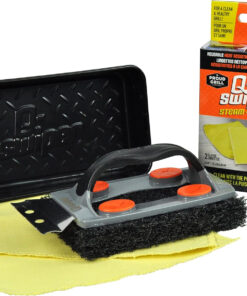 Q-Swiper Steam Clean BBQ Grill Cleaner Set - 1 Grill Brush with Scraper. 2 Heat Resistant Kevlar® Cloths. 1 Tray | Bristle Free | Safe Way to Steam Away Grill Grease & Grime
