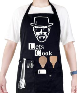 Funny Cooking Chef Apron with Pockets BBQ Kitchen Work Aprons Birthday Dad Creative Gifts