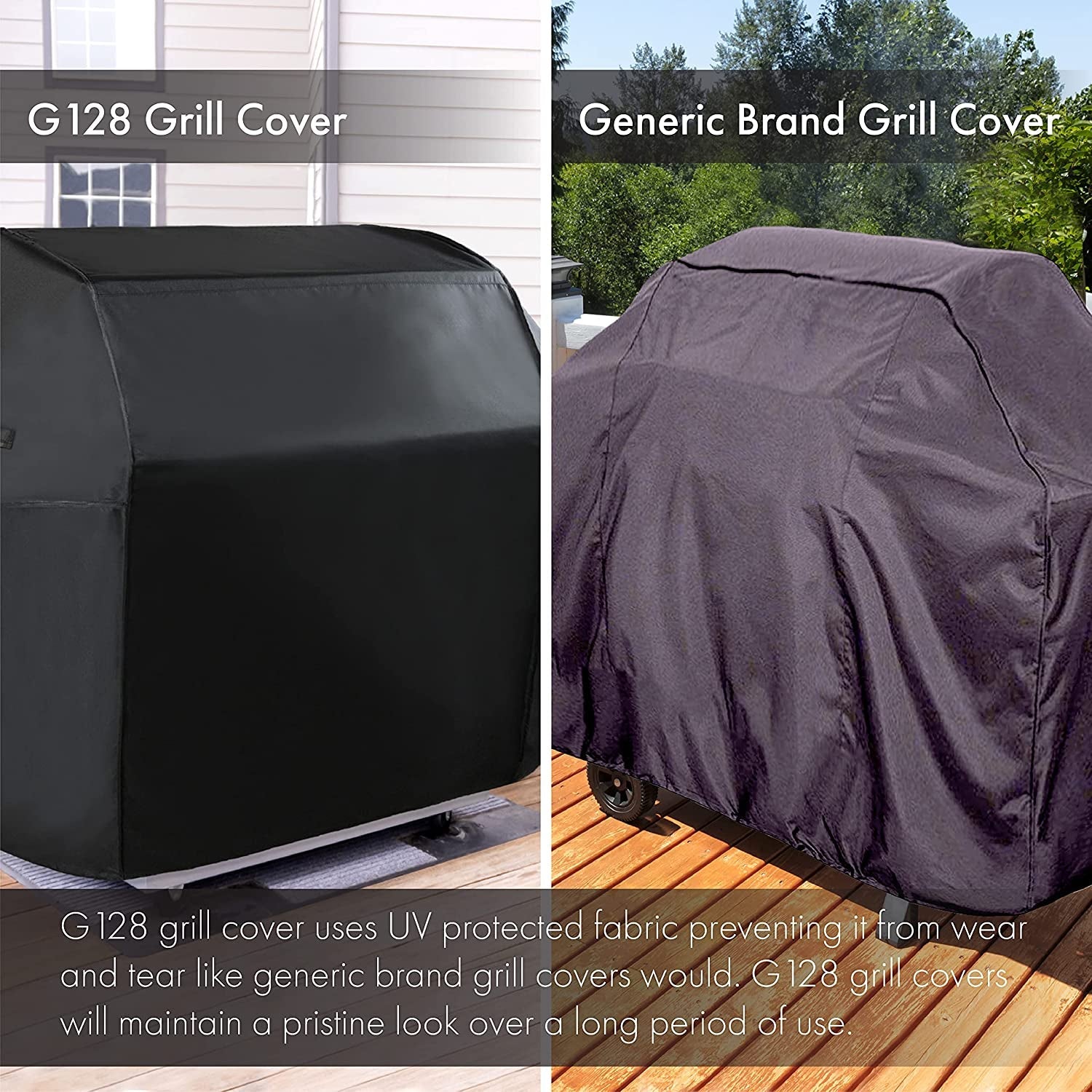 G128 - Black Grill Cover. 30 Inch Gas Grill Cover Waterproof. UV Resistant BBQ Grill Cover. Fits Most Brands of Grills - Black - Image 4