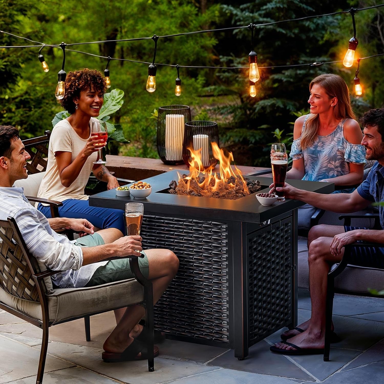 Ciays 32 Inch Propane Fire Pit. Csa-Listed Outdoor Gas Fire Pits 50.000 BTU Steel Fire Pit Table with Lid. Add Warmth and Ambience to Gatherings and Parties on Patio Deck Garden. Black.Cifpt4B - Image 2