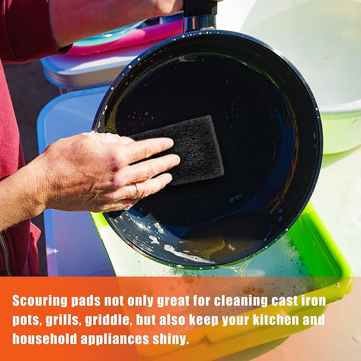 Griddle Cleaning Kit. 7PCS Flat Top Grilling Cleaner Tools Set. Metal Dough Scraper. Cleaning Brush with Handle. Scouring Pads for BBQ Cast Iron Kitchen Cookware Stovetops Hot & Cold Surfaces - Image 6