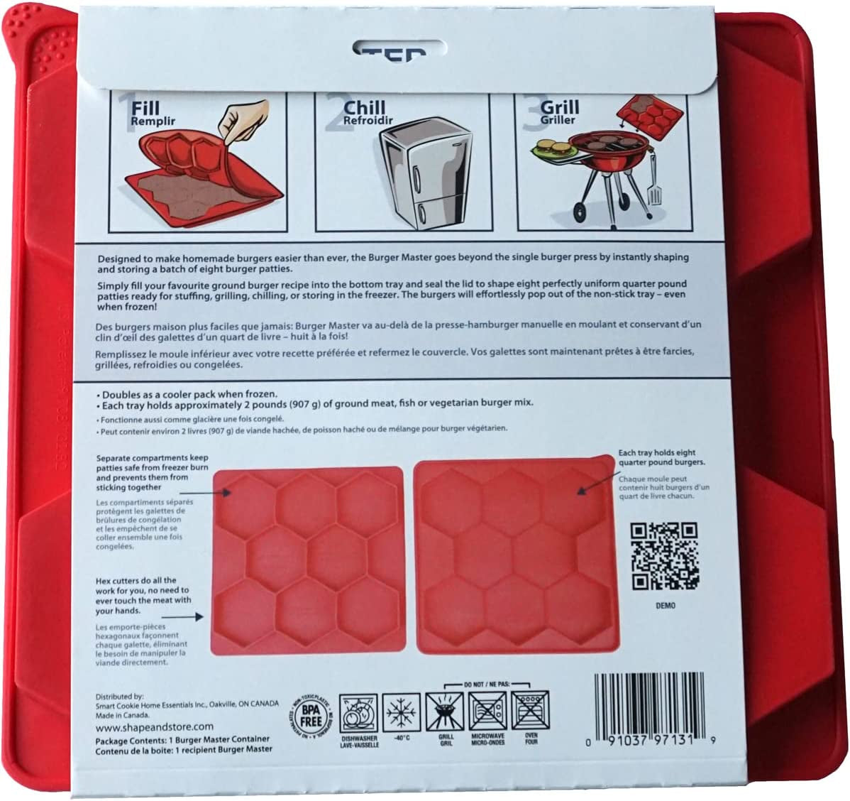 Burger Master Innovative 8-In-1 Burger Press & Freezer Container Makes 8 Quarter-Pound Burgers 32 Oz.. Tasty Amazing Burgers. Easy-To-Clean & Dishwasher Safe - Image 3