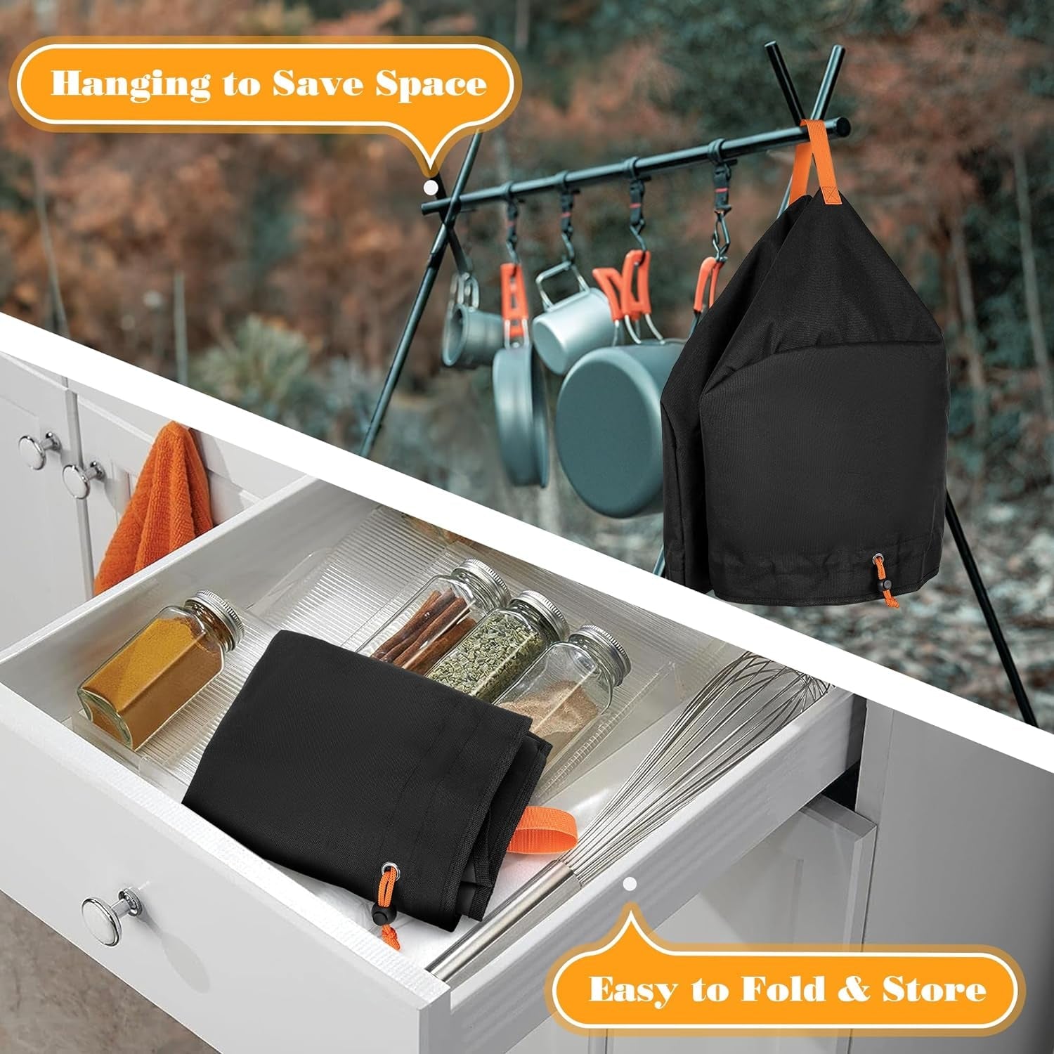 Grill Cover Compatible with Ninja OG701 OG751 Woodfire Grill. BBQ Grill Accessories Bag with Handle & Inner Pocket. Compatible with Ninja OG700 Series Outdoor 7-In-1 Grill Smoker. Cover Only - Image 6