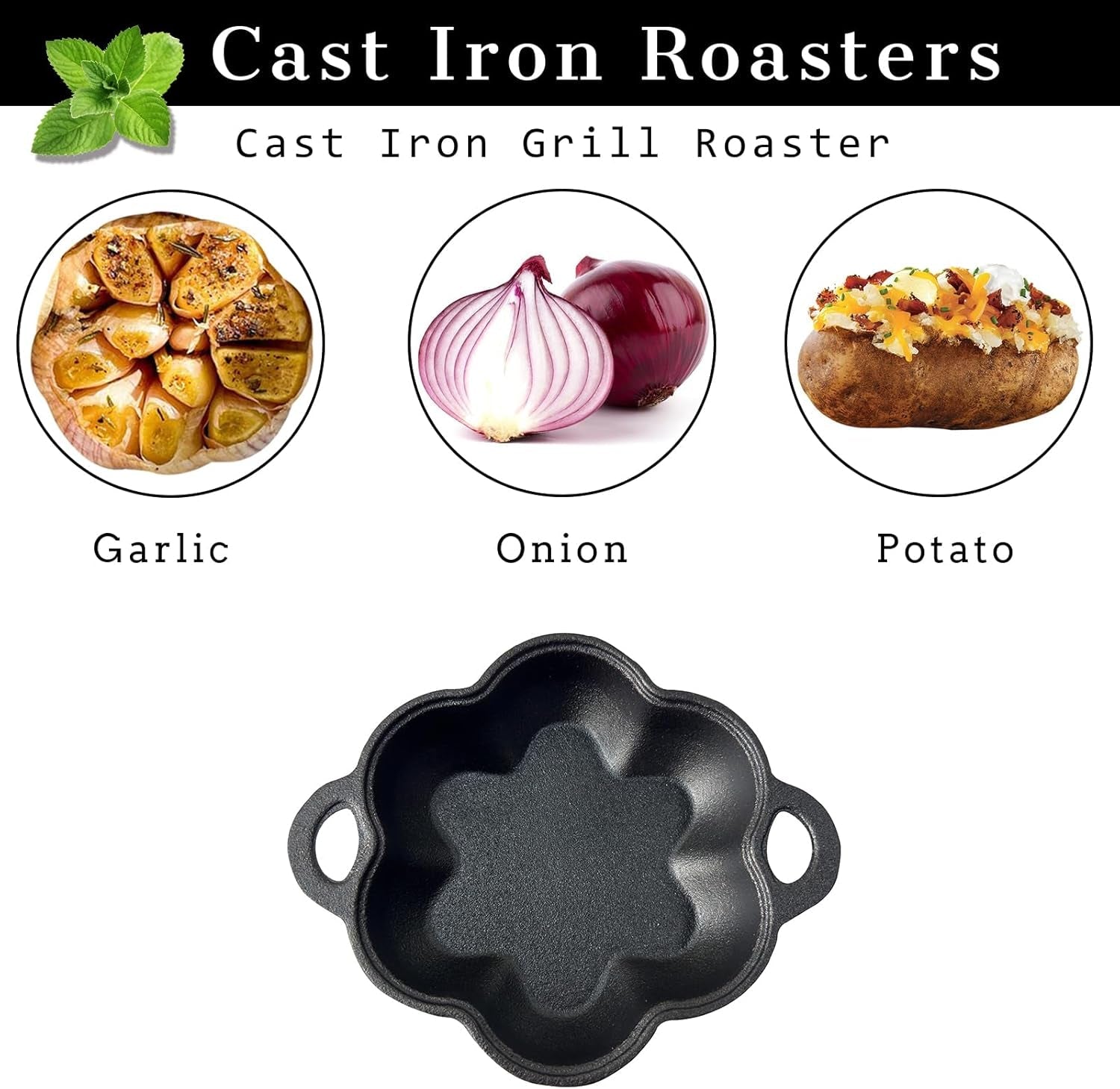 Cast Iron Smoker Roaster & Garlic Roster Baker. Smoker Box. Pre-Seasoned Cast Iron Garlic Roaster for Grill. Perfect for BBQ and Oven. for Smoky. Flavorful Vegetables. Meats or Wood Chips - Image 7