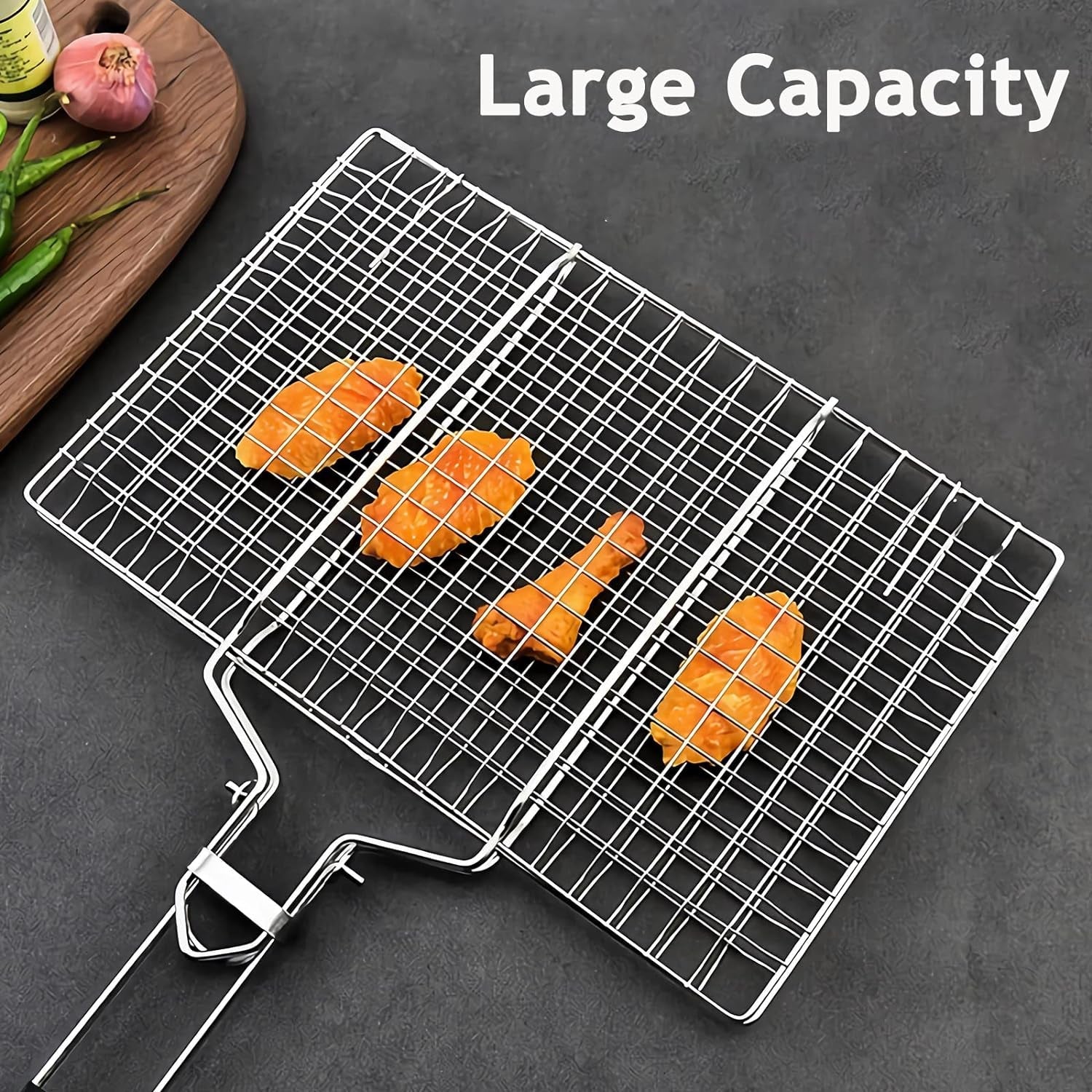 Grill Basket. Stainless Steel Barbecue Basket with Foldable Handle. Portable Outdoor/Camping Grilling Accessories. Grill Vegetable Basket for Garden. Outdoor. Camping - Image 6