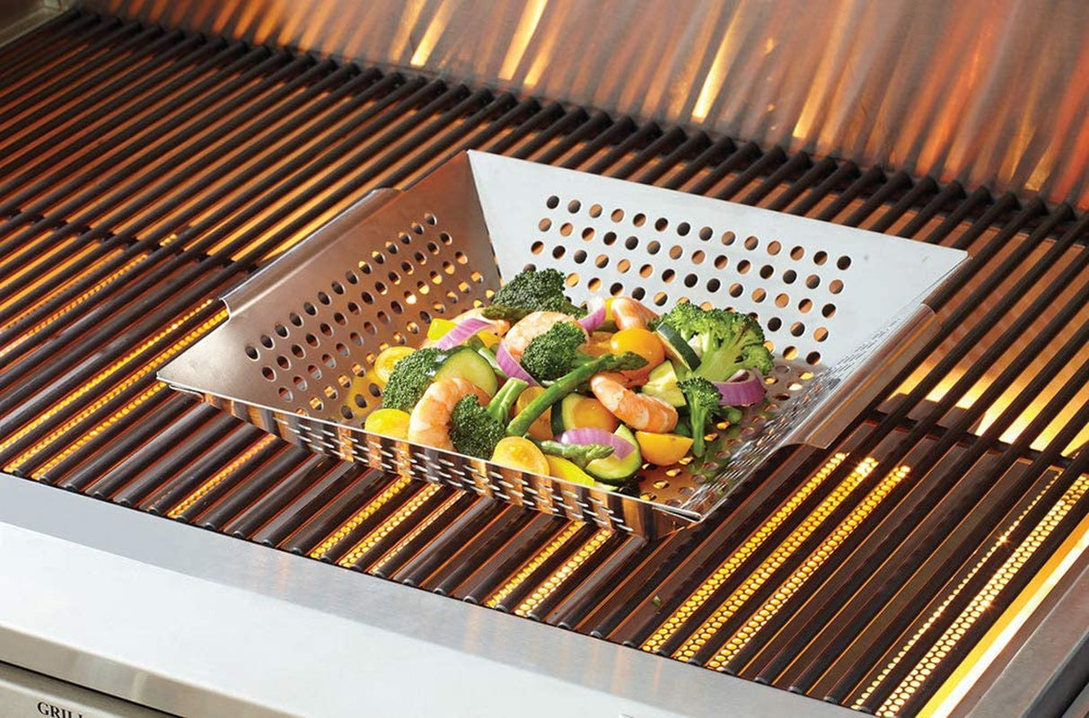 Mr. Bar-B-Q 06034Y Stainless Steel Vegetable Grill Basket | Perfect for Cooking Crispy Vegetables. Fish. and Meats on the Grill or BBQ | Built in Handles | Great for Cookouts and Camping - Image 4