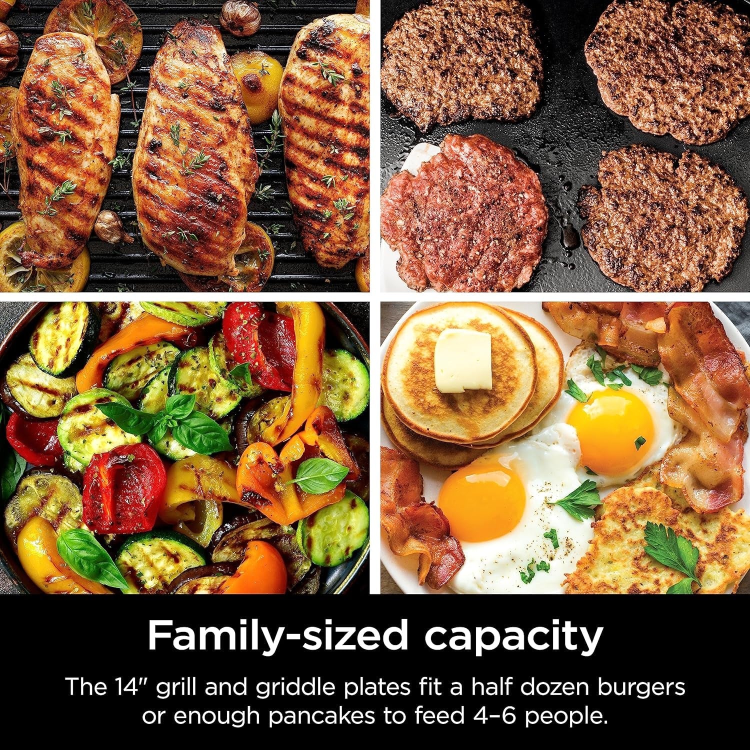 GR101 Sizzle Smokeless Indoor Grill & Griddle. 14'' Interchangeable Nonstick Grill and Griddle Plates. Dishwasher-Safe Removable Mesh Lid. 500F Max Heat. Even Edge-To-Edge Cooking. Grey/Silver - Image 7