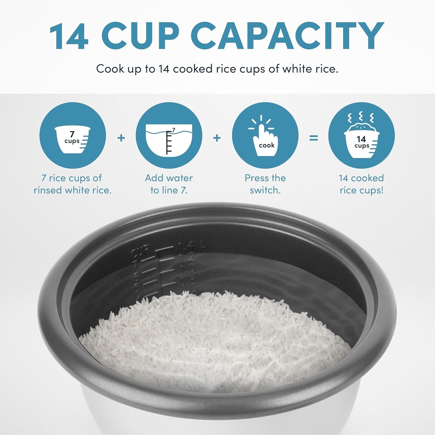 Aroma Housewares 14-Cup (Cooked) (7-Cup UNCOOKED) Pot Style Rice Cooker and Food Steamer (ARC-747-1NGR) . Red - Image 5