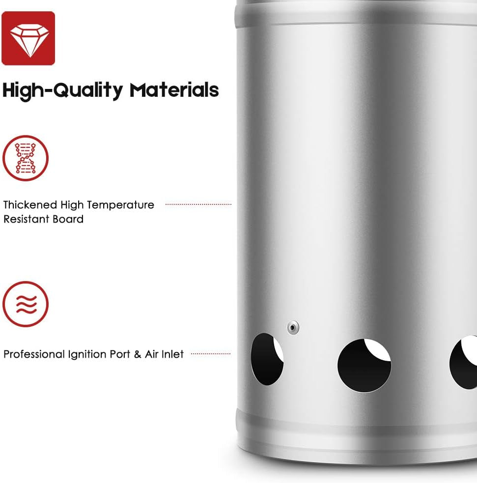 BEAU JARDIN BBQ Charcoal Chimney Starter 11X7 Heavy Duty for Charcoal Grills Lighter Coal Fire Starter Barbecue Galvanized Steel Quick Rapid Compact Outdoor Cooking BBQ Tools Accessories Silver - Image 7