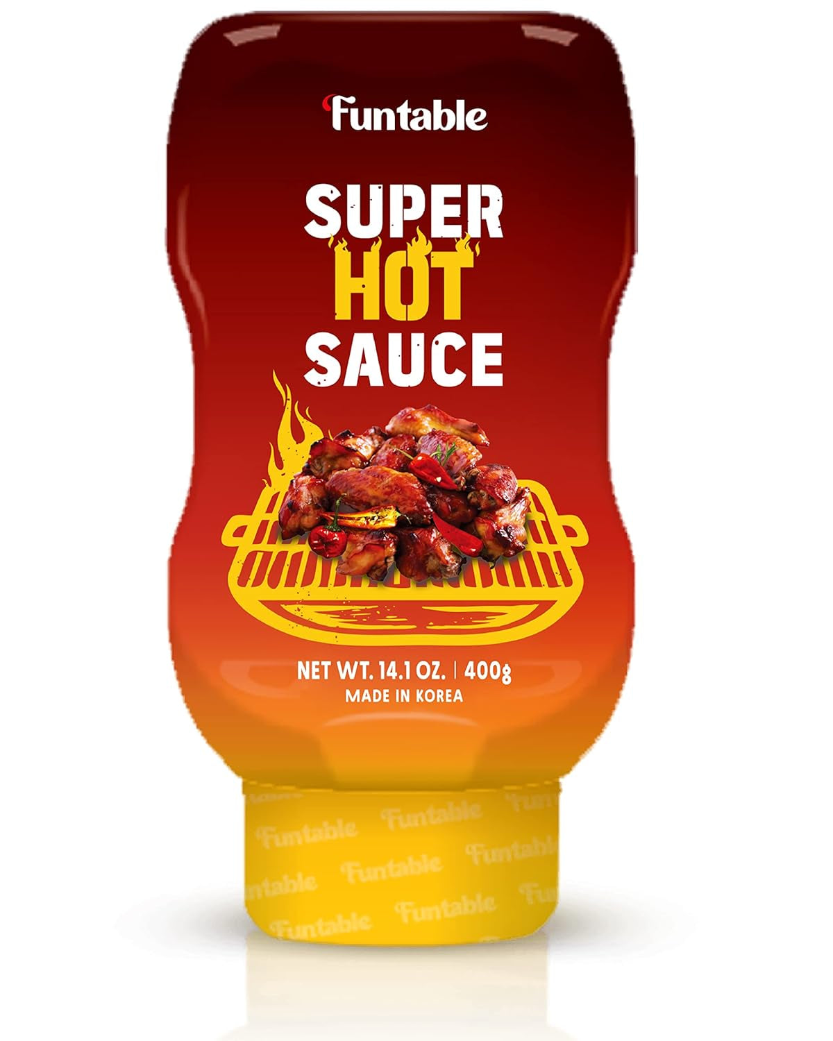 Funtable Super Hot Sauce (14.1Oz. Pack of 1) - Authentic Korean Flavor. Spicy & Tangy Sauce. Low-Calorie. Ideal for Fried Chicken. Nuggets. Dipping & More.