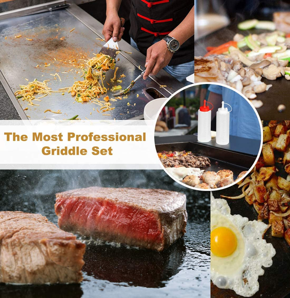 ROMANTICIST 8Pc Professional Griddle Accessories Kit - Heavy Duty Stainless Steel Grill Spatula Set for Grill Griddle Hibachi Flat Top Outdoor Cooking - Great Grill Gift on Birthday Wedding - Image 6