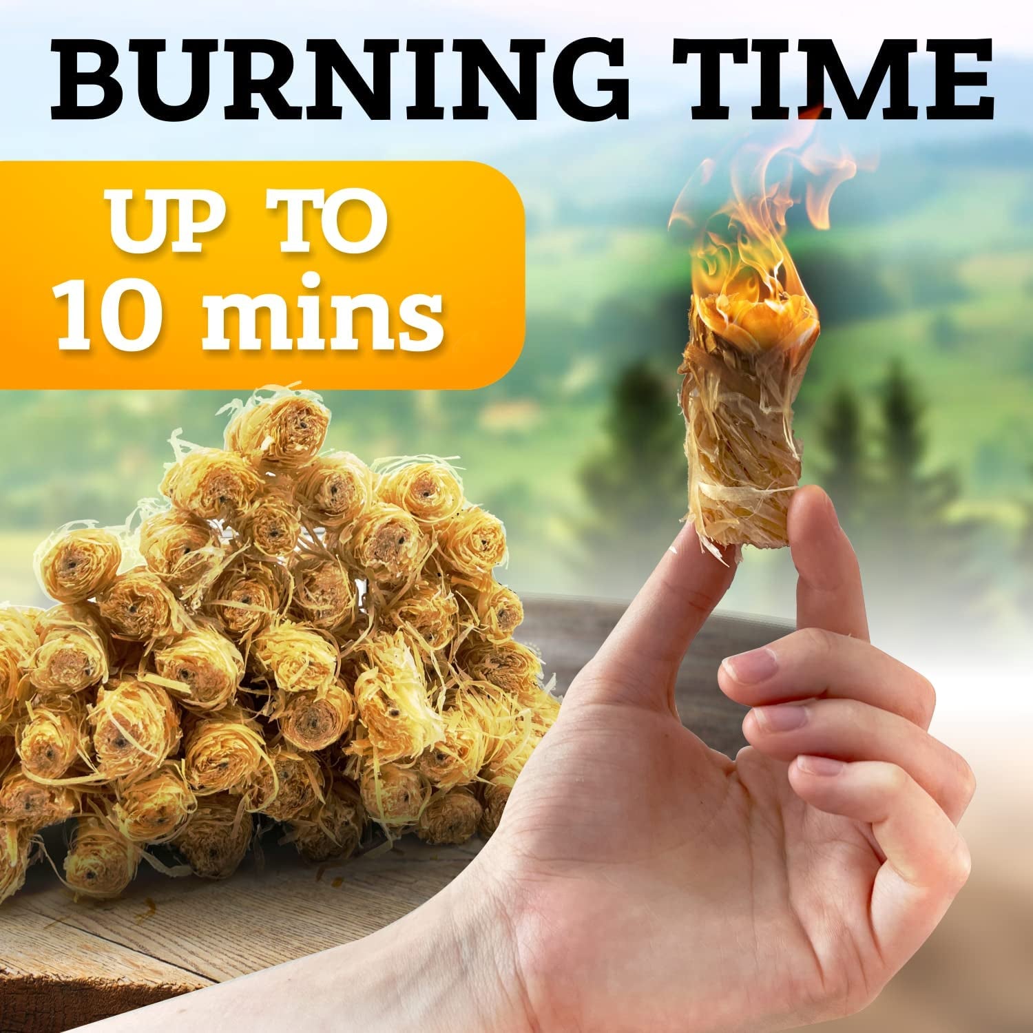 Fire Starter - Natural Pine Fire Starters for Fireplace. Campfires. Grill. Wood & Pellet Stove. Chimney. Fire Pit. BBQ. Smoker - 60 Pack W/10 Min Burning Time - All Weather & Odorless Firestarter - Image 4