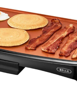 BELLA Griddle Ceramic Copper TI. Healthy-Eco Non-Stick Coating. Hassle-Free Clean Up. Large Submersible Cooking Surface. 10 X 16. Copper/Black
