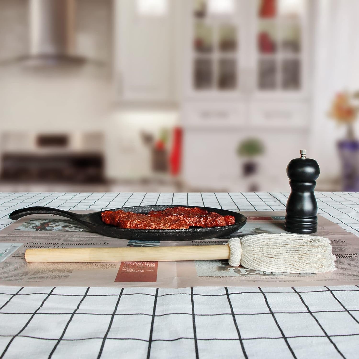 LZMS 10 Pcs Backyard Pro 12 BBQ Grill Basting Brush Mop Brush for Picnic Barbeque Grilling Smoking Steak - Perfect for Cooking or Cleaning - Image 3