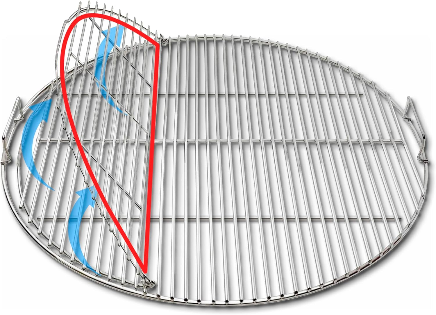 Sns Grills Slow 'N Sear Easyspin Charcoal Grill Cooking Grate - Compatible with Weber and Other Grills. 2-Zone Stainless Steel Hinged Replacement - Tailgating & Backyard Cooking - 26 Inches - Image 4