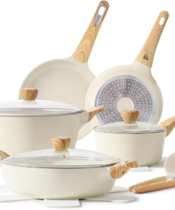 SENSARTE Ceramic Cookware Sets. Pots and Pans Set Non Stick. 14-Piece Induction Cookware. Non Toxic Healthy Non Stick Kitchen Cooking Set. with Frying Pans Set. PFAS PTFE PFOA PFOS Free