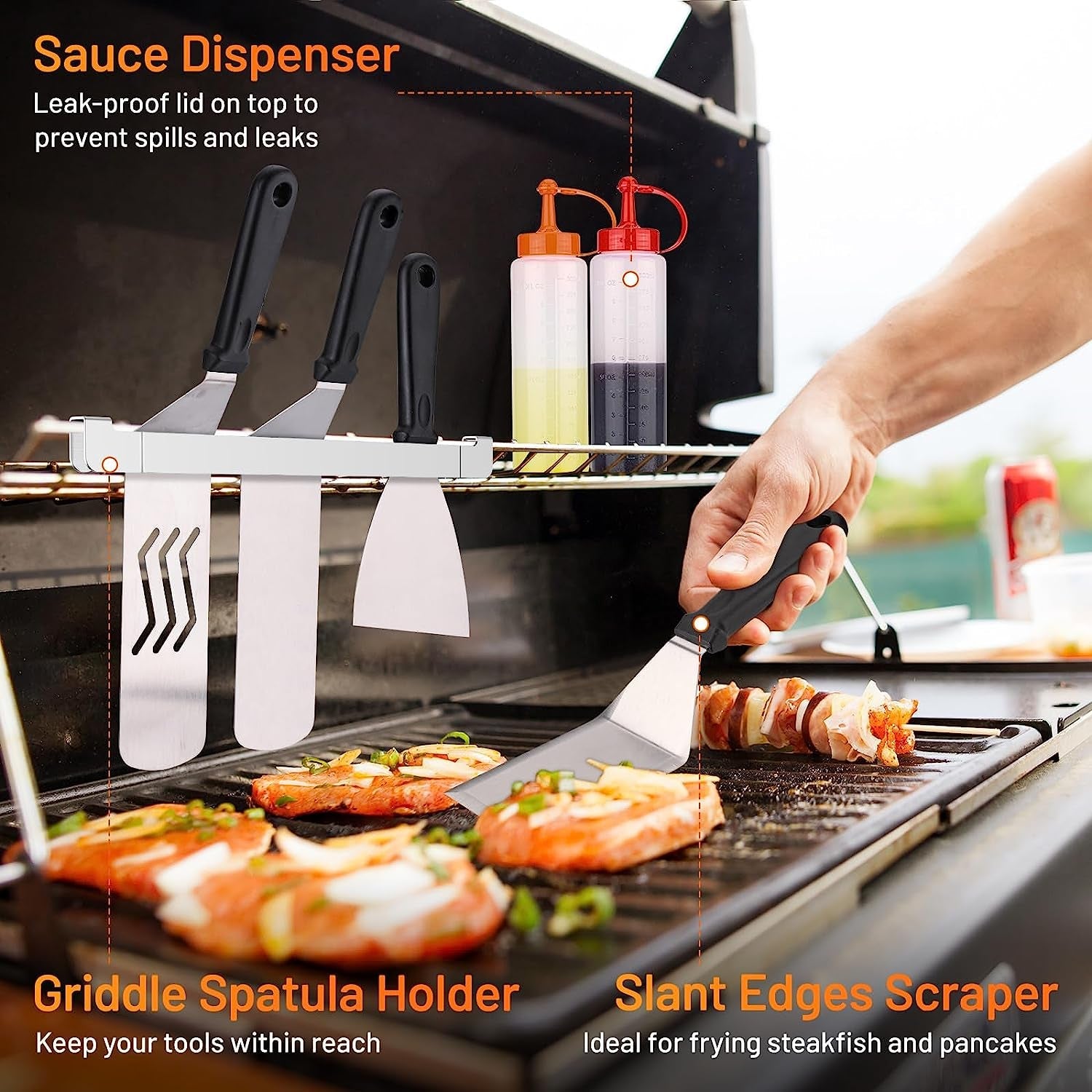 Blackstone Griddle Accessories Kit.41Pcs Flat Top Grill Accessories Set for Blackstone and Camp Chef.Professional Stainless Steel Griddle Grill Tools Set for Outdoor BBQ Teppanyaki Camping - Image 4