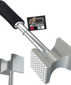 GORILLA GRIP Patented Dual-Sided Meat Tenderizer. Heavy Duty Kitchen Mallet with Soft Handle. Spiked Side Tenderizes and Smooth Flattens. Maximize Food Flavor. Commercial Grade Chicken Pounder. Black