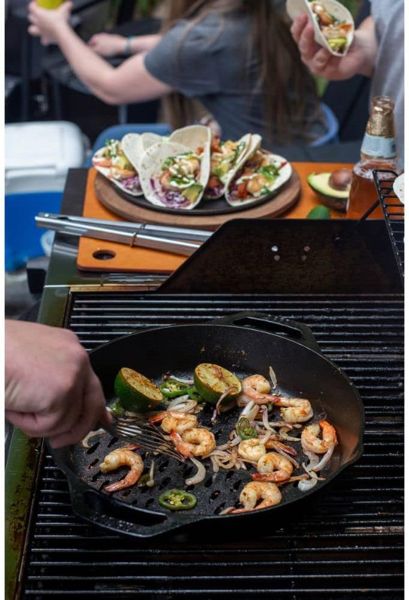 Lodge 12 Cast Iron Dual Handle Grill Basket - Image 6