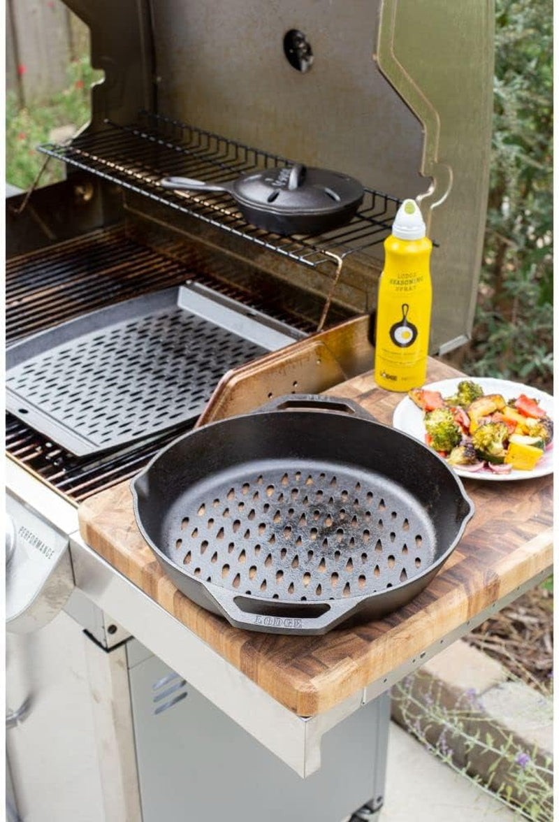 Lodge 12 Cast Iron Dual Handle Grill Basket - Image 5