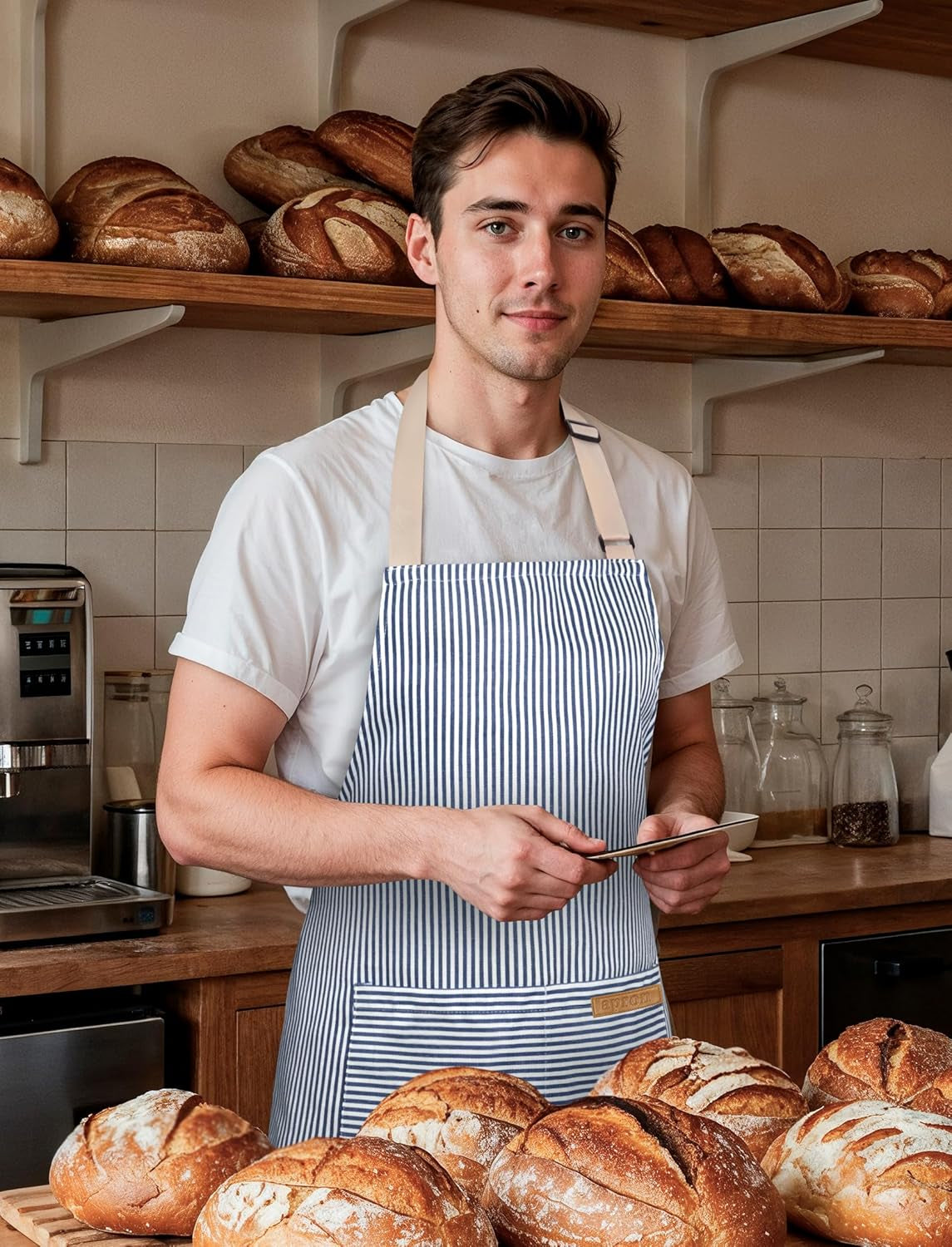 2 Pack Kitchen Cooking Aprons. Soft Aprons for Women Men with 2 Pockets Chef Apron with Adjustable Neck Strap and Long Tie - Image 6