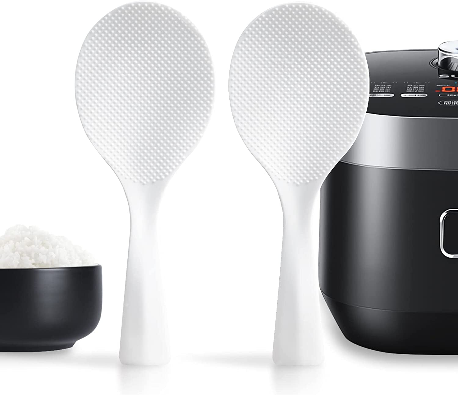 2 Pcs Non‑Stick Plastic Rice Paddle – Standing Rice Spoon Spatula. Heat Resistant. White - Image 7