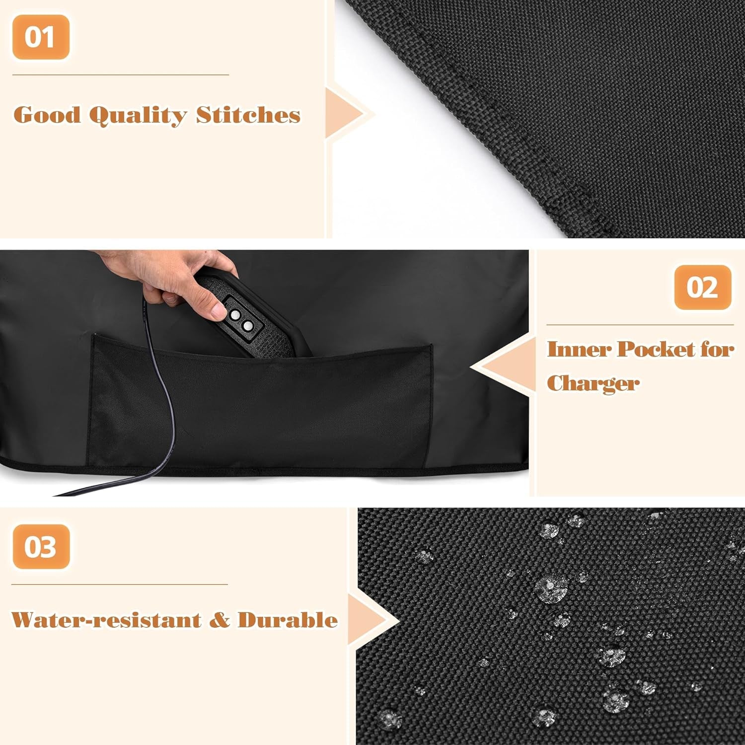 Grill Cover Compatible with Ninja OG701 OG751 Woodfire Grill. BBQ Grill Accessories Bag with Handle & Inner Pocket. Compatible with Ninja OG700 Series Outdoor 7-In-1 Grill Smoker. Cover Only - Image 5